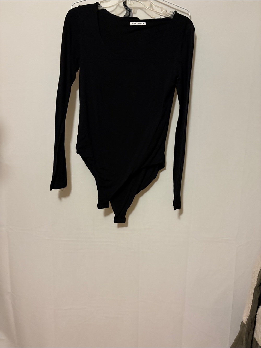 Long-Sleeve Black Scoop Neck Bodysuit